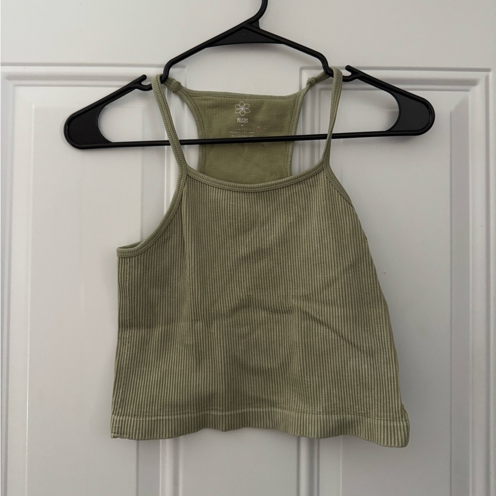 Aura Olive Ribbed Crop Top